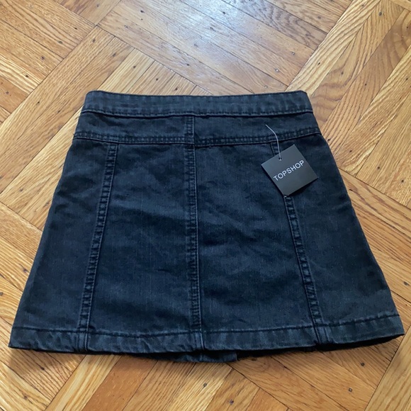 Top shop denim button through skirt in black size 2 - Picture 3 of 6